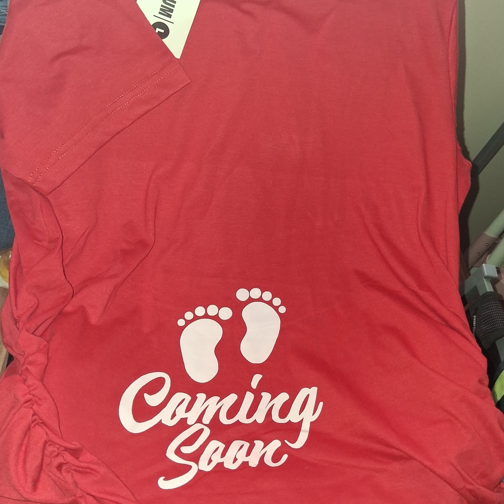 Red Maternity 'Coming Soon' T-Shirt